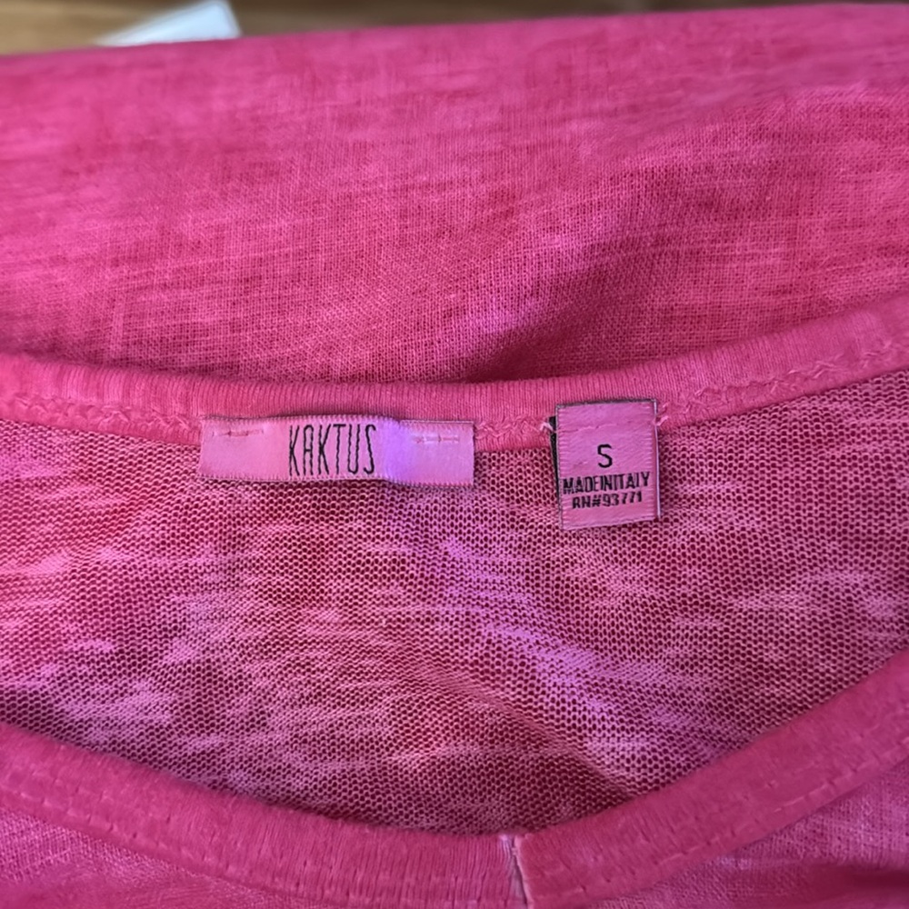 PINK LONG SLEEVES 100% LINEN MADE IN ITALY TOP SLEEVES CAN BE ROLED UP EUC - Picture 8 of 8